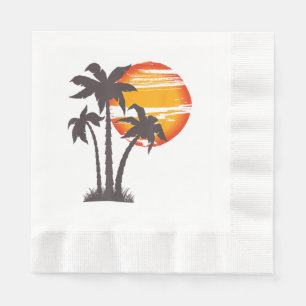 Palm Tree Beach Ocean Summer Vacation Sunset Parad Napkin