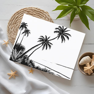 Palm Tree Beach Pen Drawing Postcard