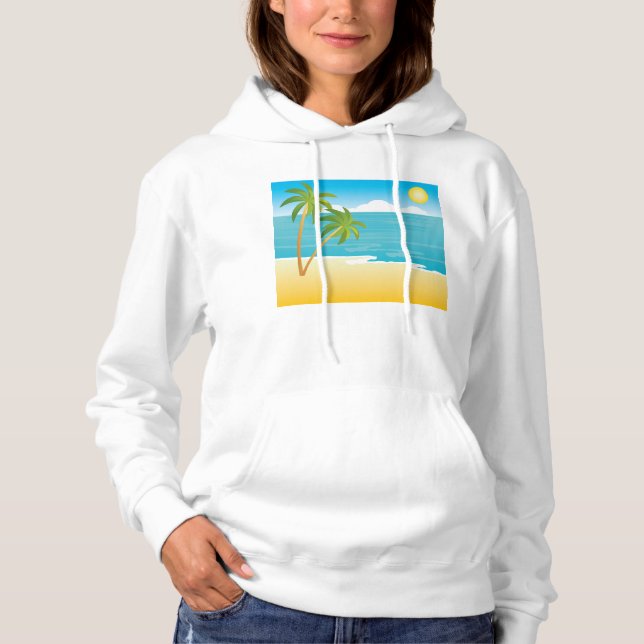 Palm Tree Beach Scene Hoodie (Front)