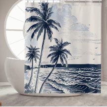 Palm Tree Beach Shower Curtain Bathroom Decor