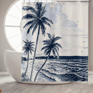 Palm Tree Beach Shower Curtain Bathroom Decor