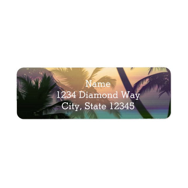 Palm Tree Beach Tropical Heat Summer Address Label (Devant)