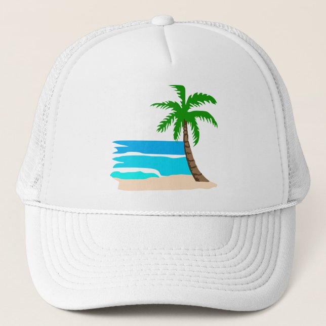 Palm Tree Beach Trucker Hat (Front)