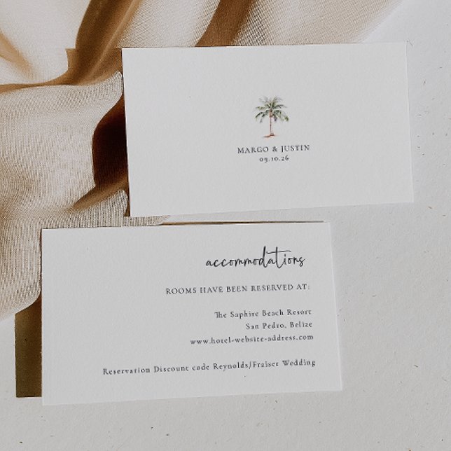 Palm Tree Beach Wedding Accommodations Enclosure Card (Creator Uploaded)