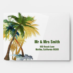Palm Tree Beach Wedding Envelope