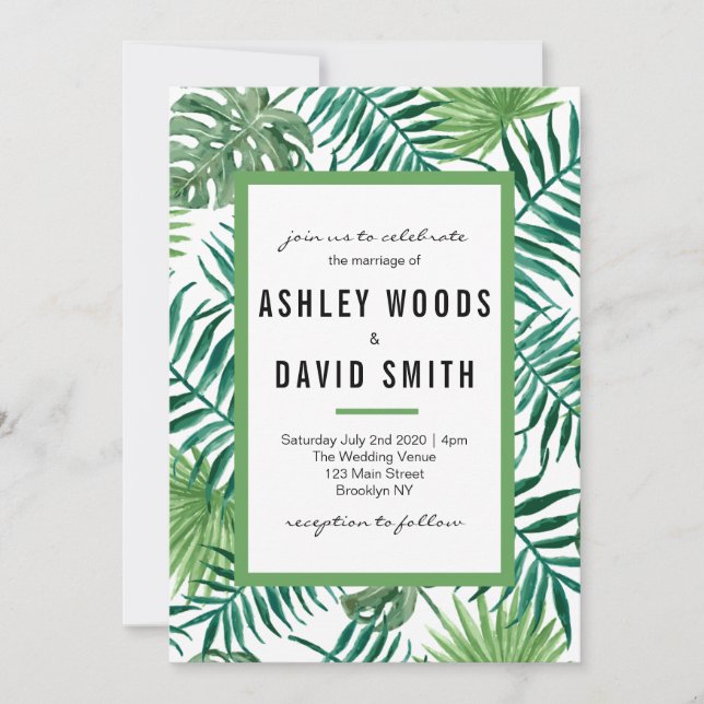 Palm Tree Beach Wedding Invitation (Front)