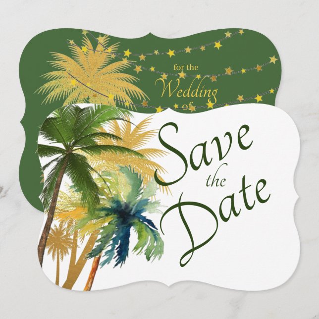 Palm Tree Beach Wedding Save The Date (Front/Back)