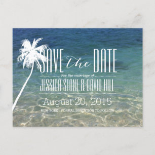 Palm Tree Beach Wedding Save the Date Announcement Postcard