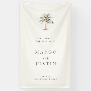 Palm Tree Beach Wedding Welcome Banner