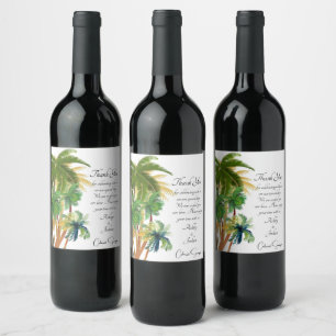 Palm Tree Beach Weddings  Wine Label