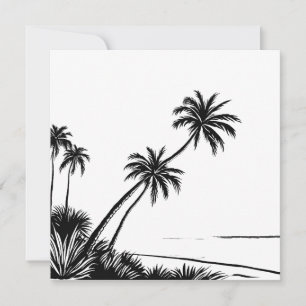 Palm Tree Black & White Beach Coastal Card