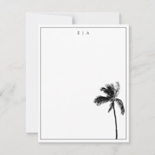 Palm Tree Black & White Minimalist Monogram  Card