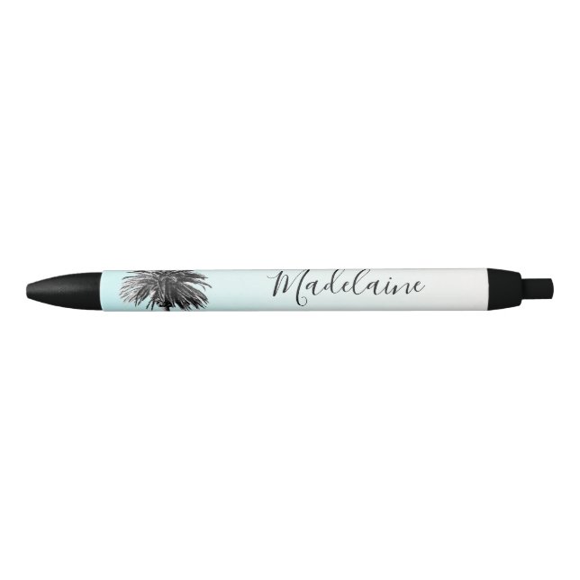 Palm Tree Black White Modern Blue Sky Personal Ink Pen (Front)