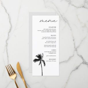 Palm Tree Black & White Modern Wedding Dinner Menu