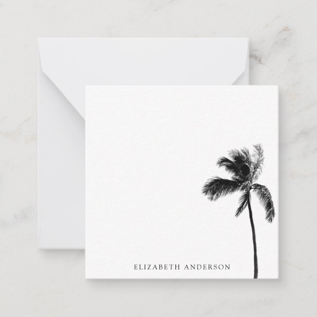 Palm Tree Black & White Personalized Minimalist  Card (Front)