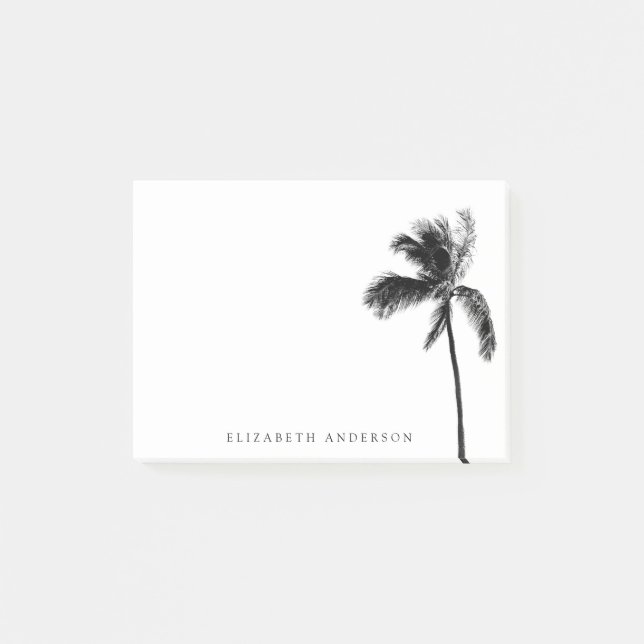 Palm Tree Black & White Personalized Minimalist  Post-it Notes (Front)