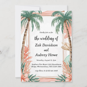 palm tree boho beach wedding invitations