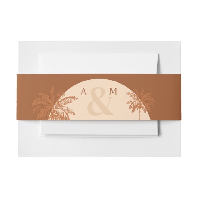 Palm Tree Boho Desert Terracotta & Cream Wedding Invitation Belly Band (Front Example)