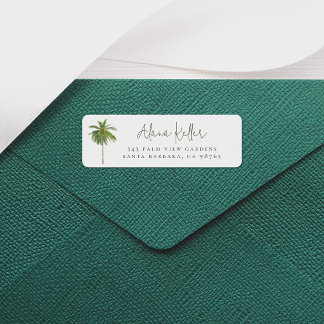 Palm Tree Boho Tropical Calligraphy Return Address