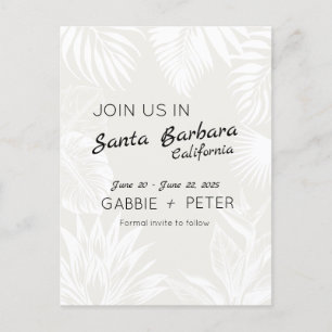 Palm Tree Botanical Typography Clean Save the Date Postcard
