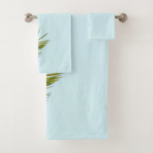 Palm tree branch bath towel set