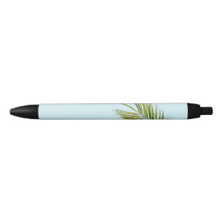 Palm tree branch black ink pen