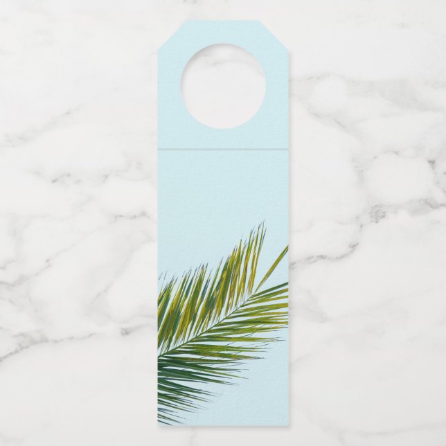 Palm tree branch bottle tag (Front)