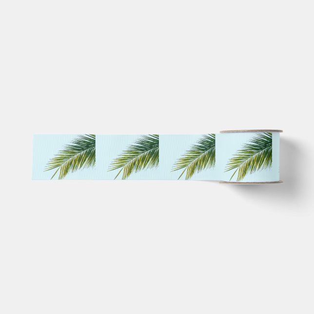 Palm tree branch grosgrain ribbon (Front)