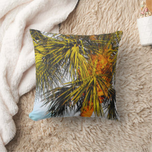 Palm Tree Branches, Afternoon Sun Throw Pillow