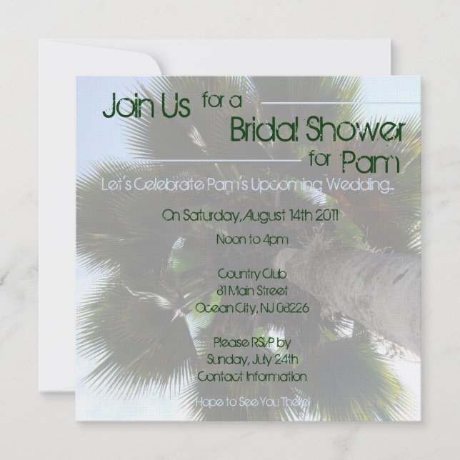 Palm Tree Bridal Shower Invite (Front)