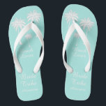 Palm Tree Bride Tribe Blue White Flip Flops<br><div class="desc">Hit the beach in style with these awesome Beach Lover Bride Blue White Tribe Flip Flops with sweet little palm trees to give you that tropical feel! Room to customize with your bridesmaid's names! Mix and match all of your favourite Beach Lover products from Up On the Mountain!</div>