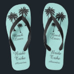 Palm Tree Bride Tribe  Flip Flops<br><div class="desc">Hit the beach in style with these awesome Beach Lover Bride Tribe Flip Flops with sweet little palm trees to give you that tropical feel! Room to customize with your bridsmaids names! Mix and match all of your favourite Beach Lover products from Up On the Mountain!</div>