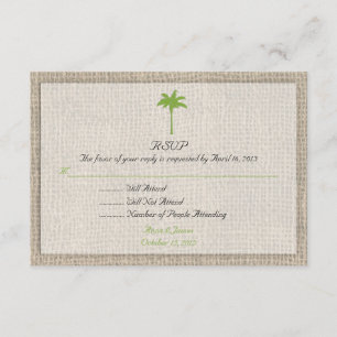 Palm Tree & Burlap Beach Wedding RSVP Card
