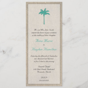 Palm Tree & Burlap Faire-part de mariage - Turquoi