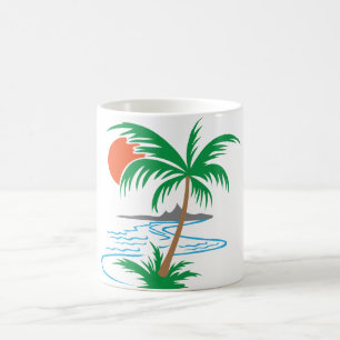 Palm Tree by the River Tropical Sunset Art Coffee Mug