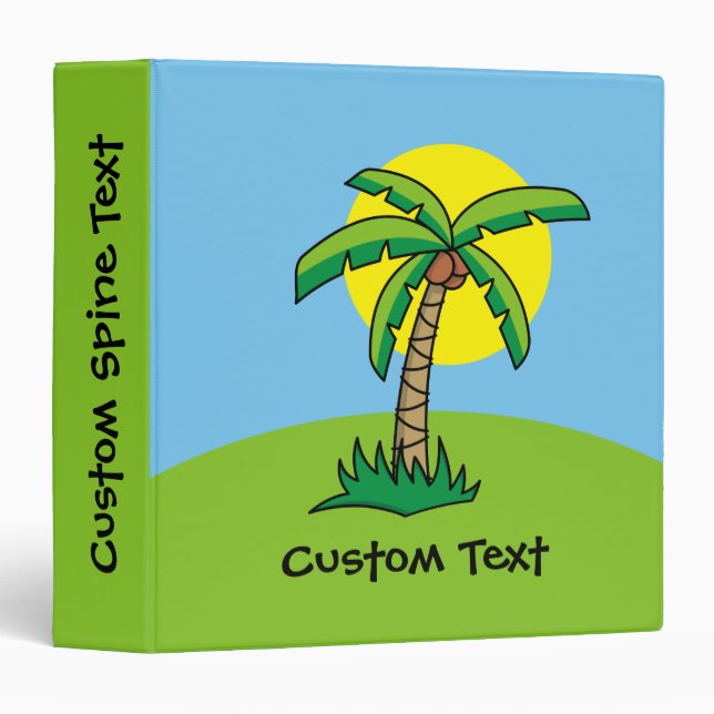 Palm Tree Cartoon 3 Ring Binder (Front/Spine)