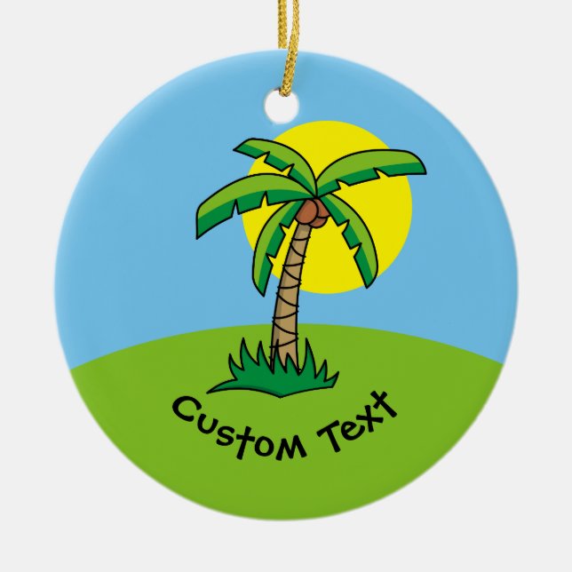 Palm Tree Cartoon Ceramic Ornament (Front)