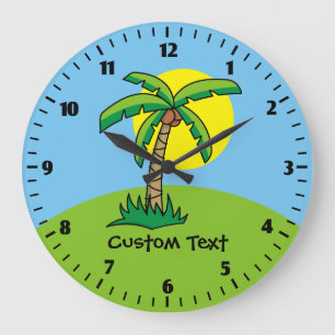 Palm Tree Cartoon Large Clock
