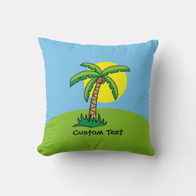 Palm Tree Cartoon Throw Pillow (Front)