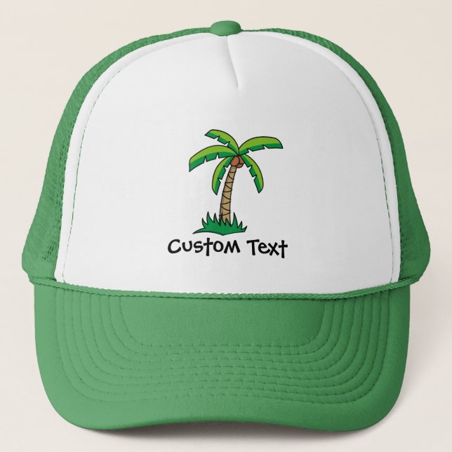 Palm Tree Cartoon Trucker Hat (Front)