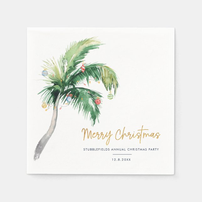 Palm Tree Christmas Family Party Paper Napkin (Front)