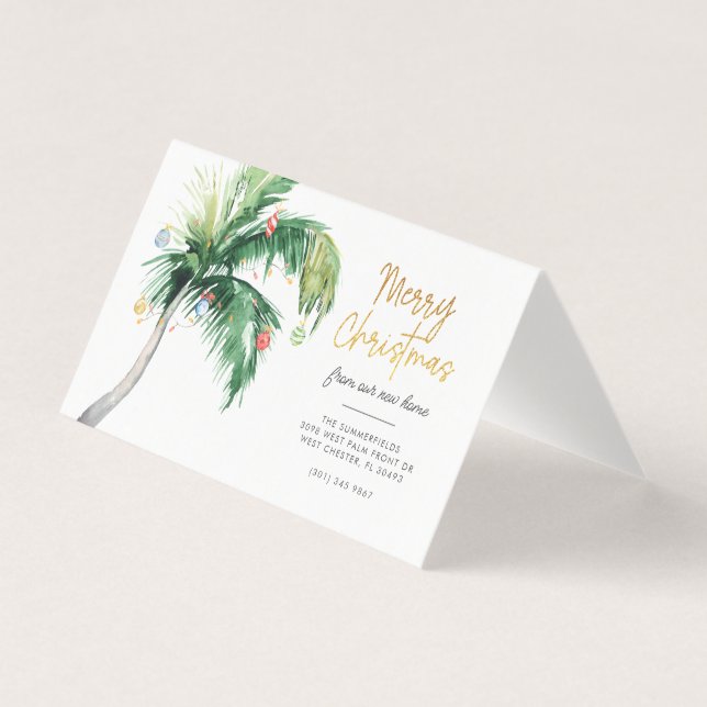 Palm Tree Christmas Holiday Moving Faire-part (Front)
