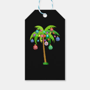Palm Tree Christmas Lights Funny Beach Summer Gift Tags