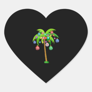 Palm Tree Christmas Lights Funny Beach Summer Heart Sticker