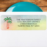 Palm Tree Christmas Return Address Label<br><div class="desc">These return address labels are decorated with a fun watercolor of palm trees decorated like Christmas Trees on a colorful background. Easily customizable. Use the Design Tool to change the text size, style, or color. As we create our artwork you won't find this exact image from other designers. Original Watercolor...</div>