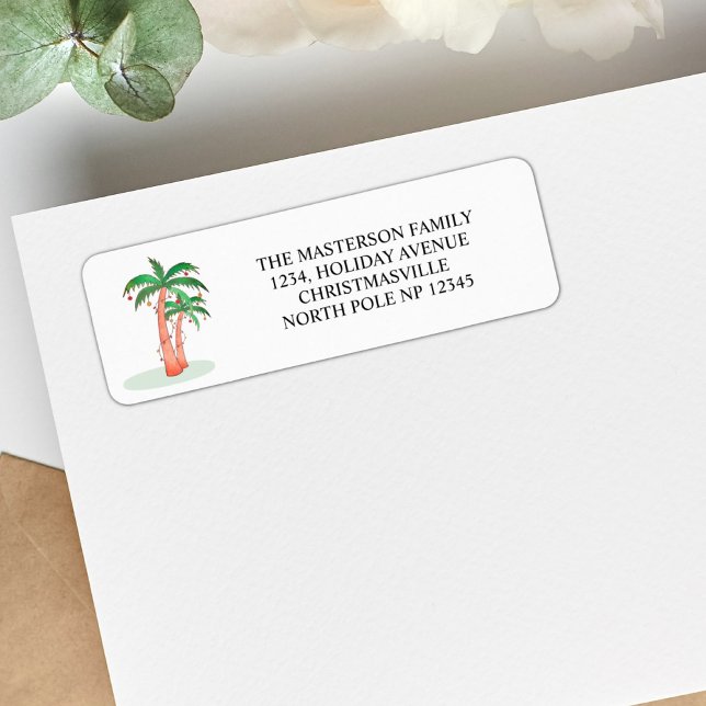 Palm Tree Christmas Return Address Label (Creator Uploaded)