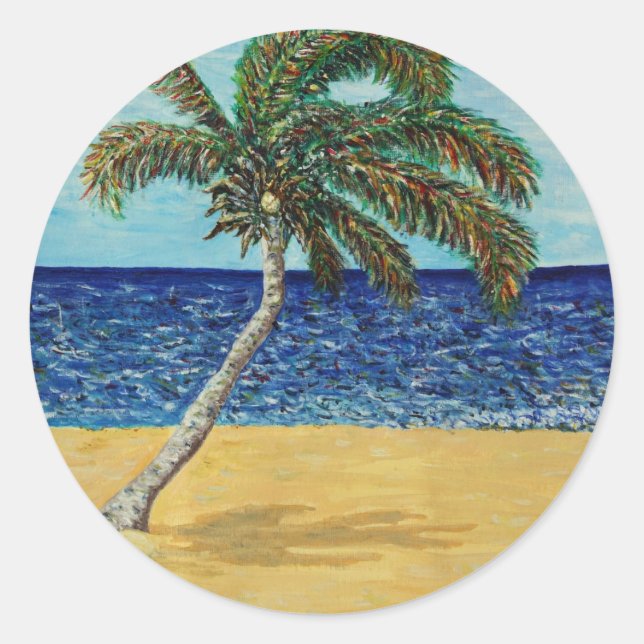 Palm Tree Classic Round Sticker (Front)