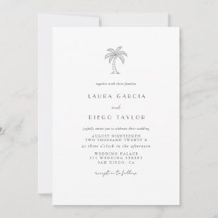 Palm Tree Coastal Elegant Script Invitation