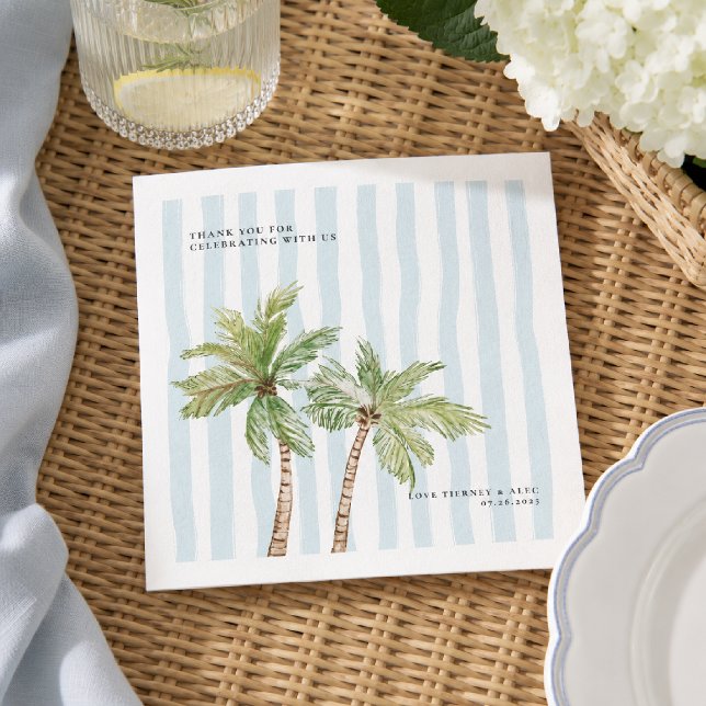 Palm Tree Coastal Wedding Personalized Napkin (Creator Uploaded)