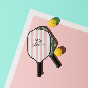 Palm Tree Country Club   Bride Monogram Mrs. Pickleball Paddle